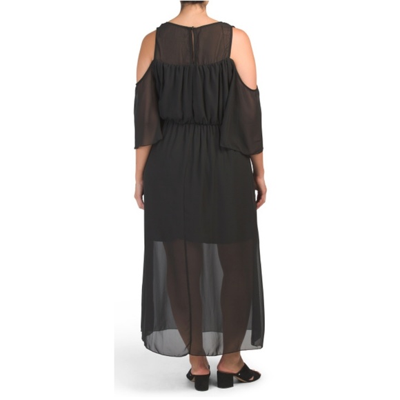 CLEARANCE Cold Shoulder Black Maxi Dress - Picture 2 of 3